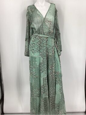 Sage Green Long Sleeve Wrap Maxi Dress